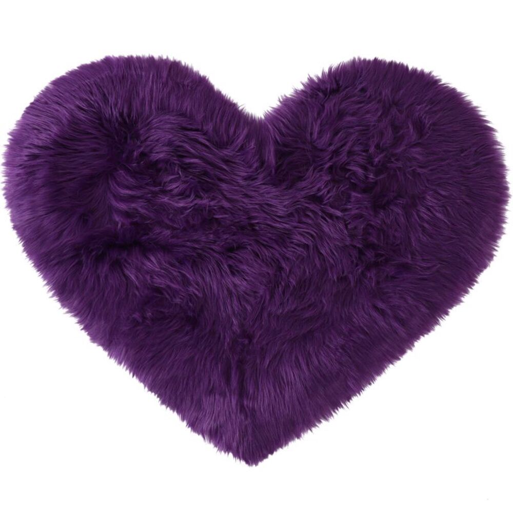 Heart Shaped Faux Fur Throw Rug Bedroom Fluffy Floor Mat Purple 2.3ftx3ft